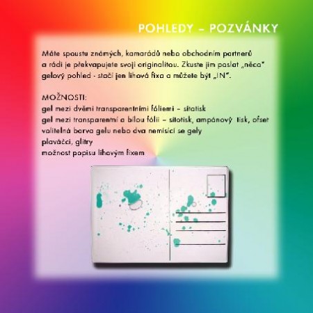 Gelové pohledy-pozvánky-vizitky